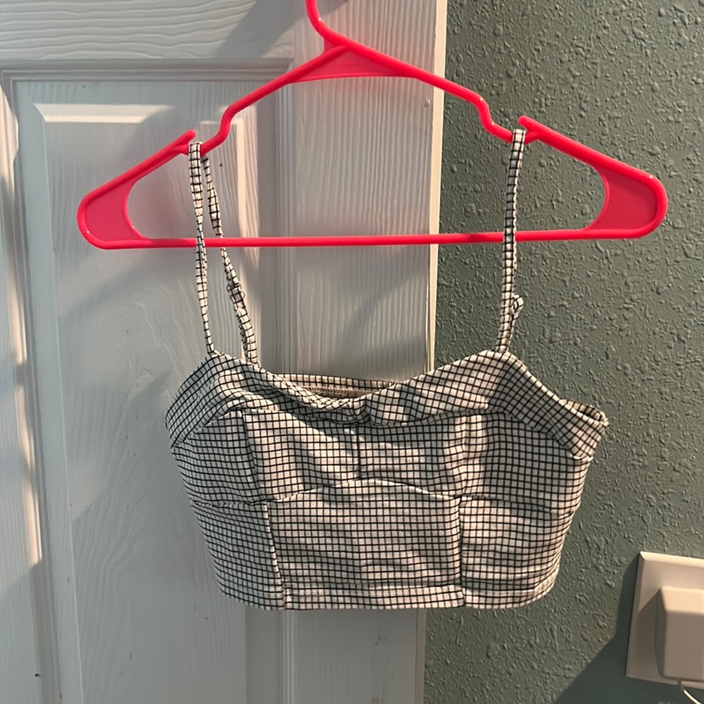 Checkered tight crop tank